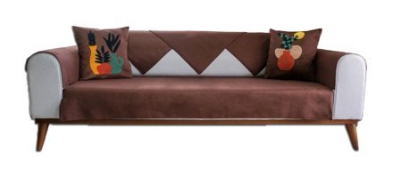 Abbonlin Pamuklu Süngersiz Çiçek Desenli Kahverengi Dörtlü Koltuk Örtüsü 185x220 cm