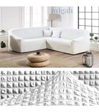 Iydgah Polyester Bürümcük Fırfırlı Süngersiz Kapitone Giydirmeli Beyaz L Koltuk Koltuk Örtüsü 400x550 cm