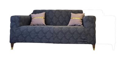 Güzelevim GZL-00000346 Polyester Jakarlı Süngersiz Damask Desenli Giydirmeli Lastikli Siyah İkili Koltuk Örtüsü 150x180 cm