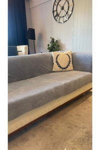 Mulberry Wellsoft Polyester Süngersiz Geometrik Desenli Gri Tekli Koltuk Örtüsü 220x230 cm