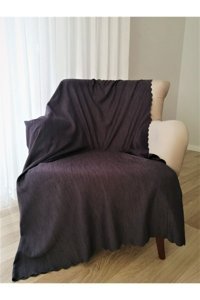 As Homes Pamuklu - Polyester Süngersiz Düz Gri Tekli Koltuk Örtüsü 175x215 cm