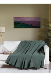 Mulberry Macar Pamuklu - Polyester Süngersiz Petek Desenli Yeşil Tekli Koltuk Örtüsü 170x230 cm