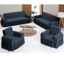 Furkanticaret Pamuklu - Polyester Jakarlı Süngersiz Kapitone Giydirmeli Siyah 3-3-1-1 Koltuk Örtüsü 80x120 cm