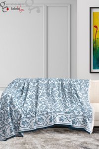 Fabric Box Pamuklu Saçaklı Süngersiz Damask Desenli Gri Tekli Koltuk Örtüsü 170x220 cm