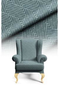 Canila Polyester Süngersiz Geometrik Desenli Mavi Koltuk Örtüsü 100x140 cm
