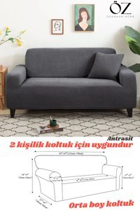 Özmakan Polyester Likralı Jakarlı Süngersiz Petek Desenli Giydirmeli Gri İkili Koltuk Örtüsü 130x170 cm