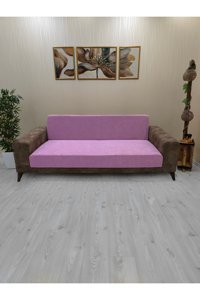 Afd Collection Kadife Süngersiz Düz Giydirmeli Lastikli Lila Tekli Koltuk Örtüsü 60x190 cm