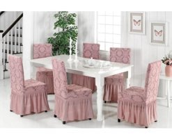 Özmakan Pamuklu - Polyester Likralı Jakarlı Süngersiz Giydirmeli Pembe Tekli Koltuk Örtüsü 45x55 cm