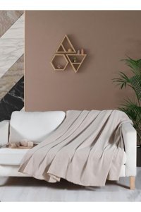 Mulberry Macar Pamuklu - Polyester Süngersiz Petek Desenli Bej Tekli Koltuk Örtüsü 170x230 cm