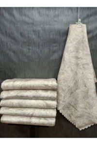 Miray Tekstil Trend Kadife Süngerli Çizgili Bej Tekli Koltuk Örtüsü 170x240 cm