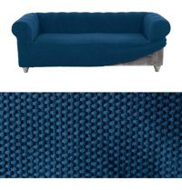 Faiend Polyester Süngersiz Düz Giydirmeli Mavi Üçlü Koltuk Örtüsü 230x180 cm