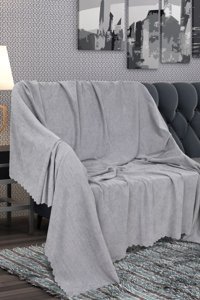 As Homes Şönil Süngersiz Mermer Desenli Gri Tekli Koltuk Örtüsü 175x215 cm