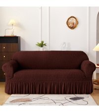 Kırören Polyester Bürümcük Fırfırlı Süngersiz Düz Giydirmeli Kahverengi Tekli Koltuk Örtüsü 180x230 cm
