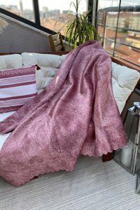 Zeyhan Tekstil Kadife Polar Süngerli Çizgili Su Geçirmez Gül Kurusu Tekli Koltuk Örtüsü 170x220 cm