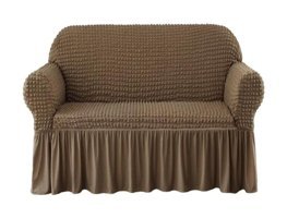 Elgeyar Polyester Bürümcük Jakarlı Süngersiz Armürlü Giydirmeli Kahverengi İkili Koltuk Örtüsü 140x180 cm