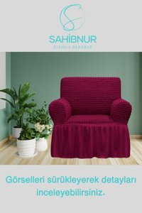 Sahibnur Pamuklu - Polyester Bürümcük Jakarlı Süngersiz Petek Desenli Giydirmeli Bordo Tekli Koltuk Örtüsü 70x80 cm