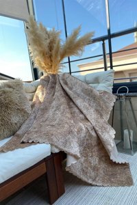 Zeyhan Tekstil Kadife Polar Süngerli Çizgili Su Geçirmez Kahverengi Tekli Koltuk Örtüsü 170x220 cm