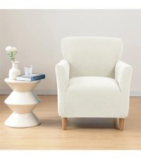 Hanemce Pamuklu - Polyester-Viskon Likralı Süngersiz Kareli Giydirmeli Bej Tekli Koltuk Örtüsü 50x80 cm