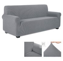 Heytgah Pamuklu - Polyester Likralı Süngersiz Kareli Giydirmeli Gri Üçlü Koltuk Örtüsü 80x120 cm