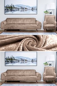 Seltenet Kadife Likralı Jakarlı Süngersiz Çiçek Desenli Giydirmeli Su Geçirmez Bej Dörtlü Koltuk Örtüsü 180x230 cm