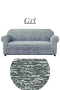 Akyol Home Süngersiz Giydirmeli Lastikli Gri Tekli Koltuk Örtüsü 180x230 cm