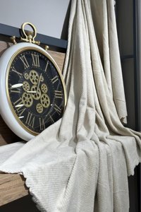 Çeyiz Diyarı Pamuklu - Polyester Kanvas Peluş Süngersiz Armürlü Bej Tekli Koltuk Örtüsü 170x220 cm