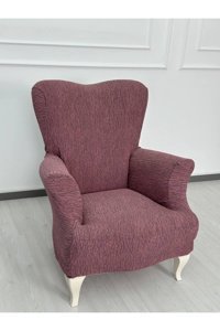 Defne Home Pamuklu - Polyester Likralı Jakarlı Süngersiz Armürlü Giydirmeli Mor Tekli Koltuk Örtüsü 75x120 cm