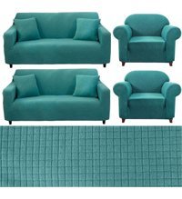Seltenet Pamuklu - Polyester Likralı Jakarlı Süngersiz Geometrik Desenli Giydirmeli Su Geçirmez Yeşil Tekli Koltuk Örtüsü 180x220 cm