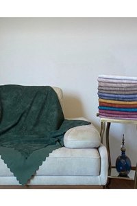 Poyraz Garanti Akrilik Nubuk Jakarlı Süngersiz Düz Haki Tekli Koltuk Örtüsü 180x220 cm