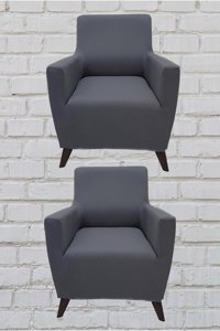 Şahane Ev Mikro Polyester Likralı Jakarlı Süngersiz Düz Giydirmeli Lastikli Gri Tekli Koltuk Örtüsü 38x46 cm