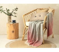 English Home Allegra Pamuklu Kanvas Saçaklı Süngersiz Armürlü Kaymaz Gri Tekli Koltuk Örtüsü 130x170 cm