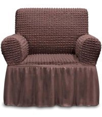 Furkanticaret Polyester Bürümcük-Likralı Süngersiz Kapitone Giydirmeli Kahverengi Tekli Koltuk Örtüsü 80x120 cm