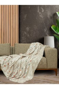 Latuda Concept Softmicro Mikrofiber Süngersiz Geometrik Desenli Kahverengi Tekli Koltuk Örtüsü 130x180 cm