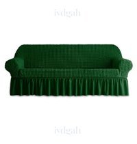Iydgah Polyester Bürümcük-Likralı Süngersiz Kapitone Giydirmeli Yeşil Üçlü Koltuk Örtüsü 180x230 cm