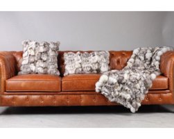 Dericibey Pamuklu Kürklü Tüylü Süngersiz Bej Üçlü Koltuk Örtüsü 50x180 cm