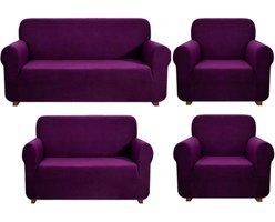 Elgeyar Polyester Likralı Jakarlı Süngersiz Armürlü Giydirmeli Mor Yedili Koltuk Örtüsü 180x230 cm