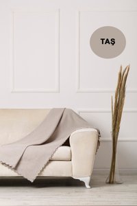 Velerde Home Velerde Pamuklu - Polyester Polar Süngersiz Düz Gri Tekli Koltuk Örtüsü 175x215 cm