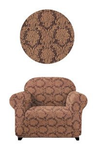 Elgeyar Polyester Likralı Jakarlı Süngersiz Giydirmeli Kahverengi Tekli Koltuk Örtüsü 75x120 cm