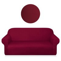 Eldost Ticaret Polyester Likralı Jakarlı Süngersiz Armürlü Giydirmeli Bordo Üçlü Koltuk Örtüsü 180x230 cm