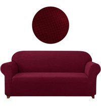 Elgeyar Polyester Likralı Jakarlı Süngersiz Armürlü Giydirmeli Bordo Üçlü Koltuk Örtüsü 180x230 cm