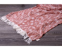 Betires Home Akrilik-Pamuklu Püsküllü Süngersiz Turuncu Tekli Koltuk Örtüsü 130x170 cm