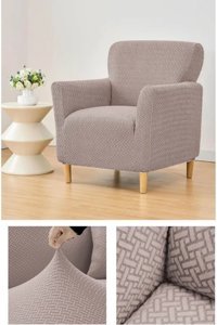 Btf Home Polyester Likralı Jakarlı Süngersiz Armürlü Giydirmeli Lastikli Kahverengi Tekli Koltuk Örtüsü 80x120 cm