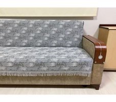 Life Line Pamuklu Saçaklı Süngersiz Geometrik Desenli Gri Tekli Koltuk Örtüsü 170x220 cm
