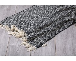 Betires Home Akrilik-Pamuklu Püsküllü Süngersiz Lacivert Tekli Koltuk Örtüsü 130x170 cm