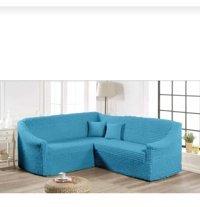 Akbu Pamuklu - Polyester Bürümcük Süngersiz Giydirmeli Lastikli Turkuaz Tekli Koltuk Örtüsü 180x350 cm