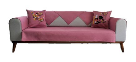 Abbonlin Pamuklu Süngersiz Çiçek Desenli Pembe Dörtlü Koltuk Örtüsü 185x220 cm