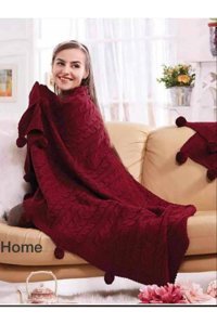 Baladi Home Triko Ponponlu Süngersiz Bordo Tekli Koltuk Örtüsü 170x130 cm