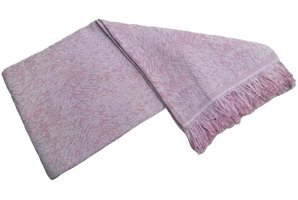 Mandaş Pamuklu Saçaklı Süngersiz Çizgili Mor Tekli Koltuk Örtüsü 170x350 cm