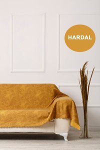 Velerde Home Vessel Pamuklu - Polyester Polar Süngersiz Geometrik Desenli Hardal Tekli Koltuk Örtüsü 180x300 cm