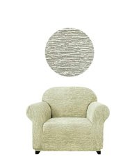 Akbu Polyester Süngersiz Çizgili Giydirmeli Lastikli Bej Tekli Koltuk Örtüsü 75x120 cm